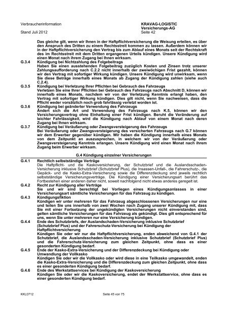 KRAVAG-LOGISTIC Kfz-Versicherung Verbraucherinformation ...