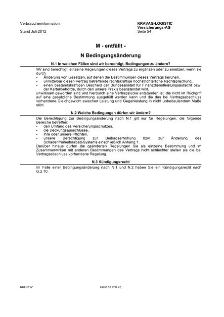 KRAVAG-LOGISTIC Kfz-Versicherung Verbraucherinformation ...