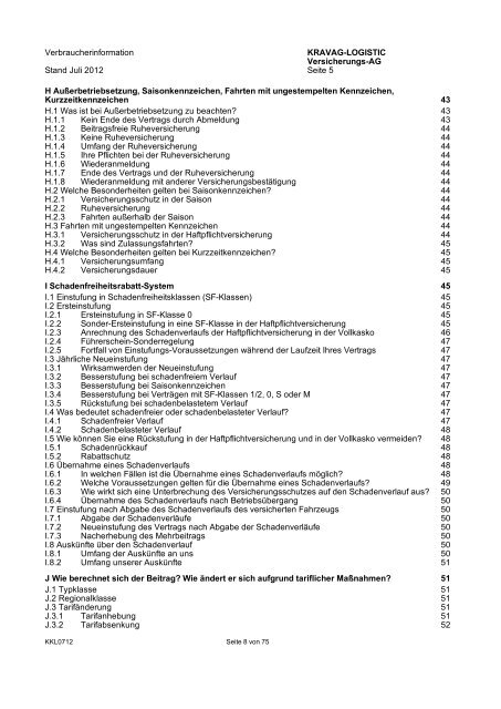 KRAVAG-LOGISTIC Kfz-Versicherung Verbraucherinformation ...