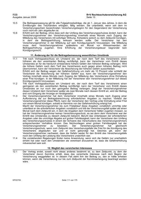 R+V Privatkunden Verbraucherinformation Gesamt-Inhaltsverzeichnis