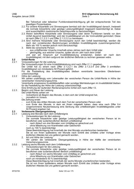 R+V Privatkunden Verbraucherinformation Gesamt-Inhaltsverzeichnis