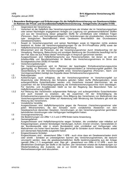 R+V Privatkunden Verbraucherinformation Gesamt-Inhaltsverzeichnis