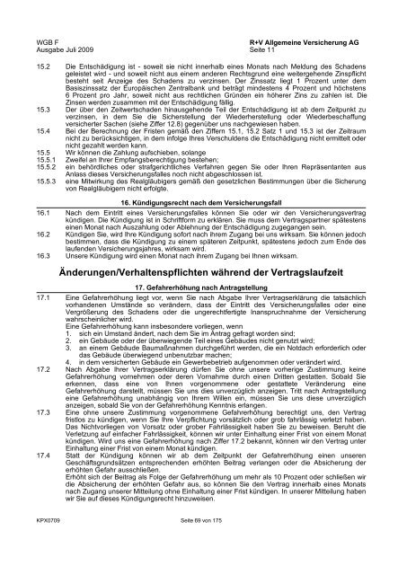 R+V Privatkunden Verbraucherinformation Gesamt-Inhaltsverzeichnis