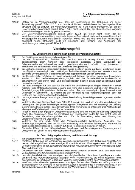 R+V Privatkunden Verbraucherinformation Gesamt-Inhaltsverzeichnis