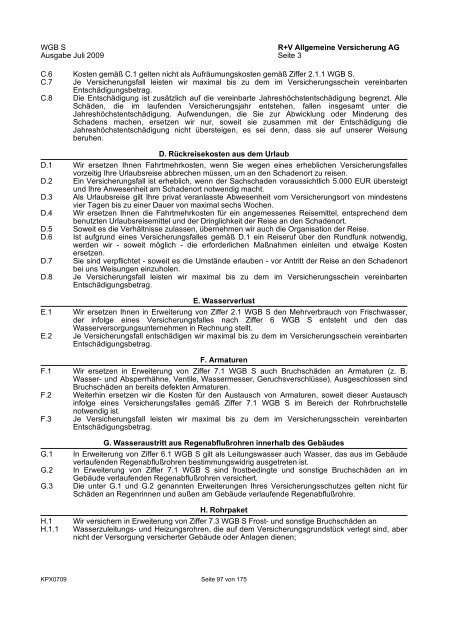 R+V Privatkunden Verbraucherinformation Gesamt-Inhaltsverzeichnis