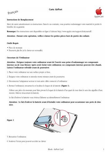 Apple iBook - Carte AirPort - Instructions de Remplacement - iBook - Carte AirPort - Instructions de Remplacement