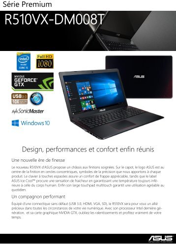 Asus PC Gamer Asus R510VX-DM008T - fiche produit