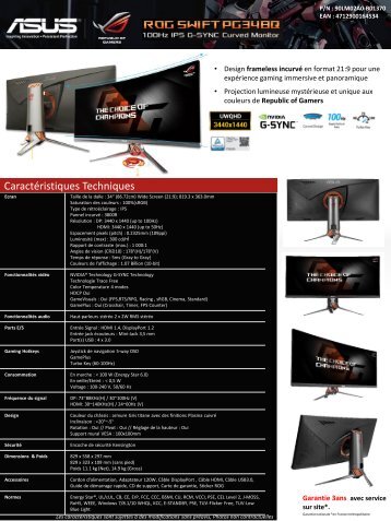 Asus Ecran PC Gamer Asus PG348Q - fiche produit