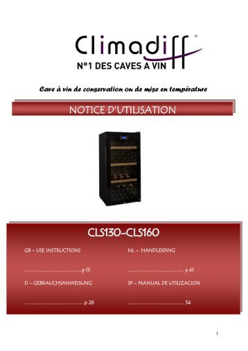 Climadiff Cave de service Climadiff CLS130 - notice