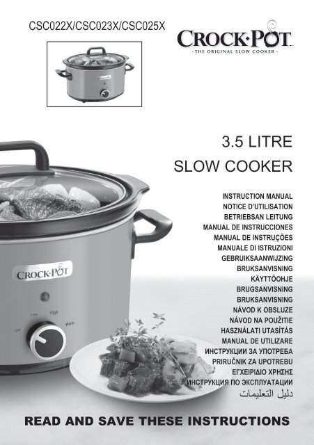 Crock Pot Mijoteuse Crock Pot CSC025X-01 - notice
