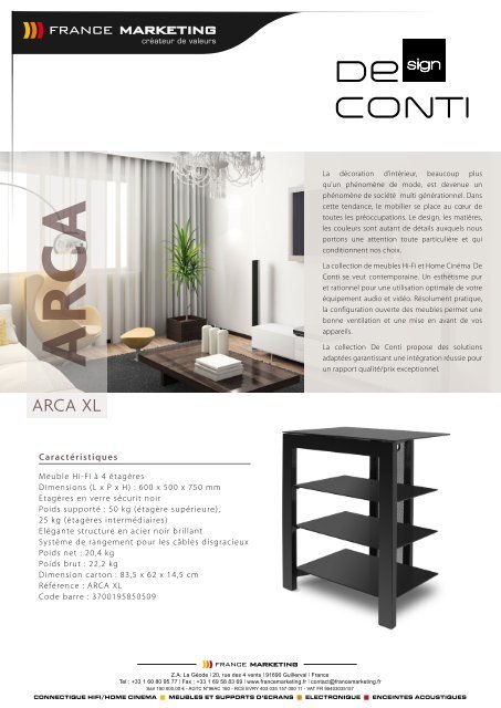 De Conti Meuble Hifi De Conti ARCA XL 32-40P - fiche produit