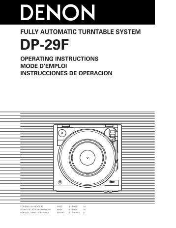 Denon Platine vinyle Denon DP-29F Silver - notice