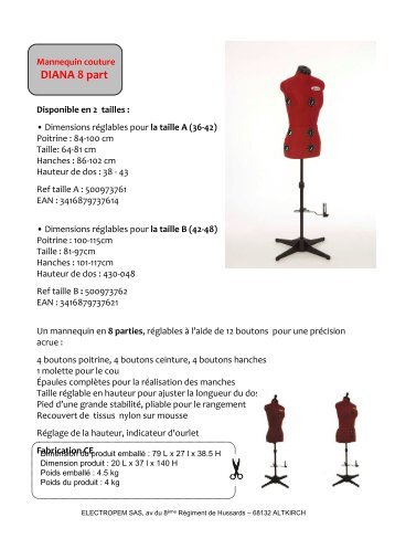 Domena Mannequin de couture Domena Mannequin de couture 8 part S - fiche produit