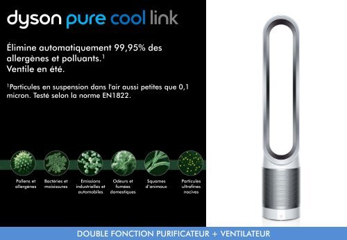 Dyson Purificateur-ventilateur Dyson Cool Purifier Tower Fan White/silver - fiche produit