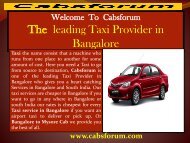 Outstation car hire in bangalore|Cabs Forum