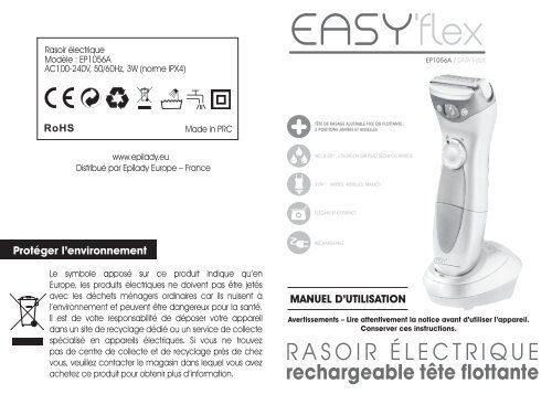 Epilady Rasoir femme Epilady EP1056A easy flex - notice