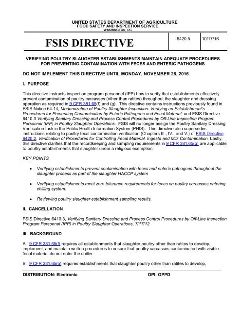FSIS DIRECTIVE