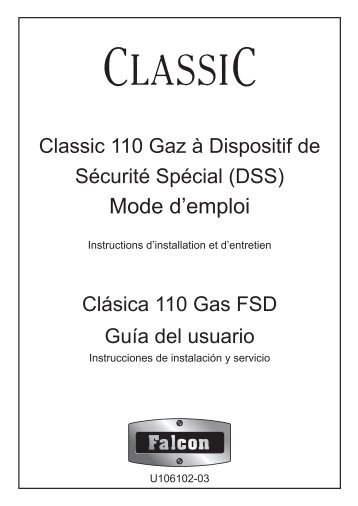 Falcon Piano de cuisson gaz Falcon CLASSIC 110 Mixte NOIR CHROME - notice