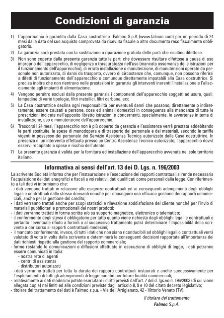Falmec Groupe aspirant ou filtrant Falmec GRUPPO INCASSO - notice