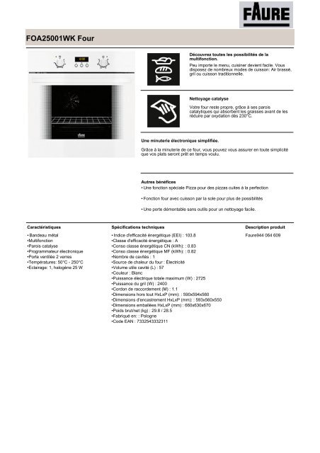 Notice Four Faure Encastrable