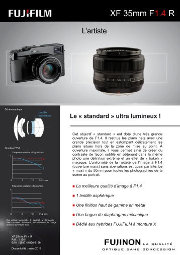 Fuji Objectif pour Hybride Fuji XF 35mm f/1.4 R - fiche produit