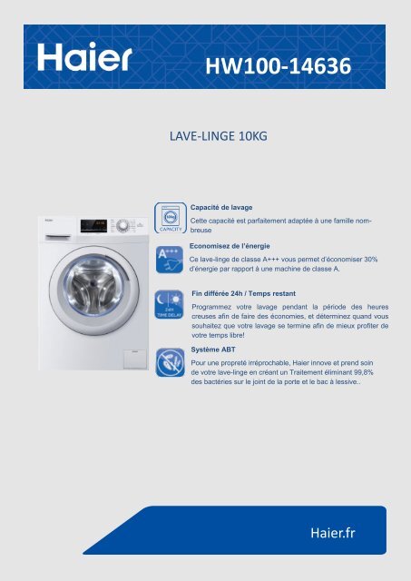 Lave-Linge Hublot 10 kg Reconditionné HAIER HW100-B14636