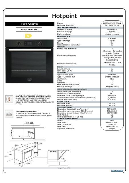 Four encastrable Hotpoint FA2 540 P BL HA