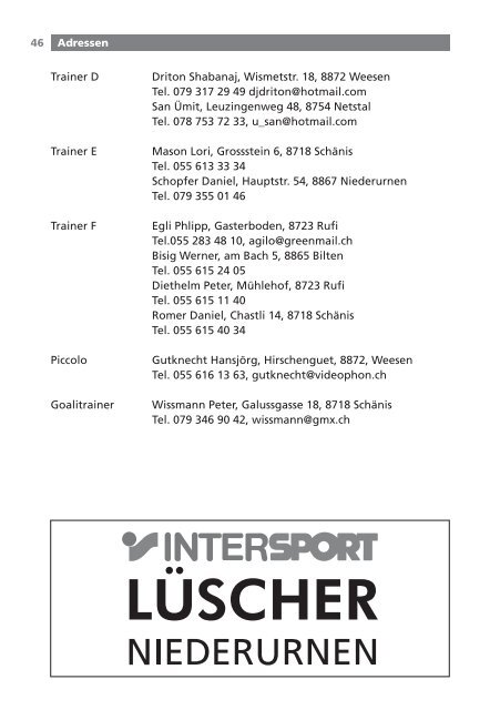 Wichtige Daten 2008 - FC Weesen