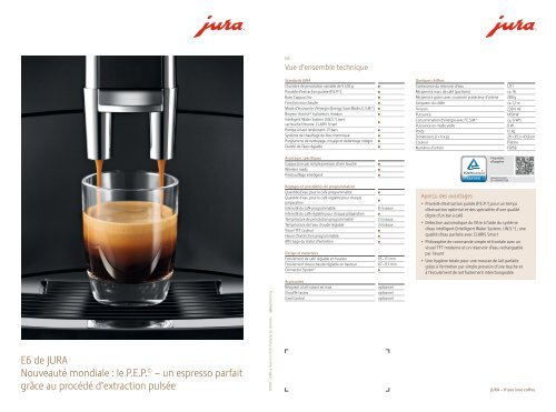 Jura Expresso Broyeur Jura E6 Platin Fiche Produit