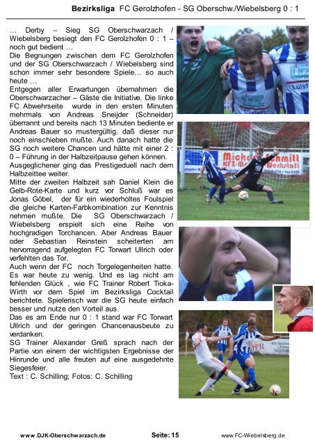 SG KICKER AKTUELL -Ausgabe Nr. 19 - Stadionheft SG Oberschwarzach / Wiebelsberg