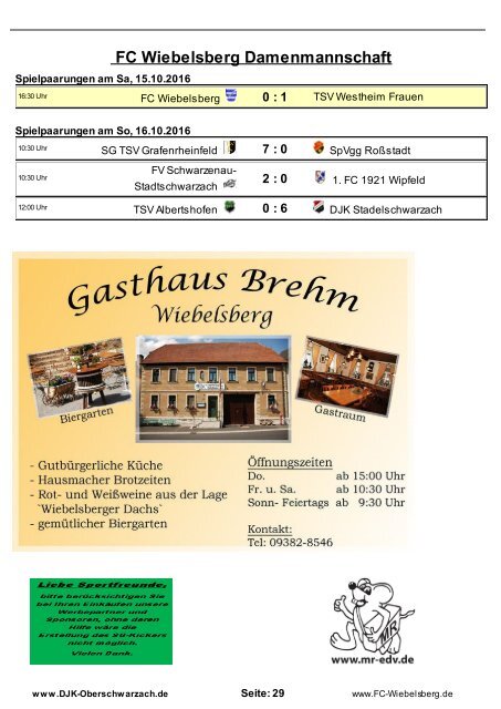 SG KICKER AKTUELL -Ausgabe Nr. 19 - Stadionheft SG Oberschwarzach / Wiebelsberg