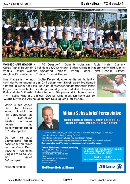 SG KICKER AKTUELL -Ausgabe Nr. 19 - Stadionheft SG Oberschwarzach / Wiebelsberg