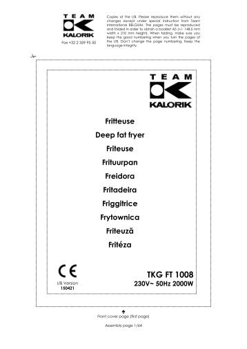 Kalorik Friteuse Kalorik TKG FT 1008 - notice