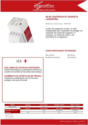 Lagostina Bloc couteaux Lagostina en bois pour couteaux - fiche produit