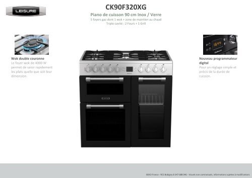 Fiche Technique Piano De Cuisson Leisure