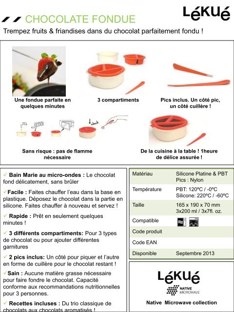 Lekue Fondue chocolat Lekue Choco Fondue - fiche produit