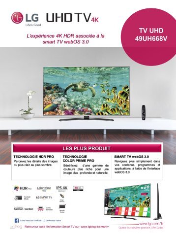 LG TV 4K UHD LG 49UH668V 4K HDR 1200 PMI SMART TV - fiche produit