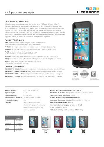 Lifeproof Coque Lifeproof FRE iPhone 6/6S gris - fiche produit