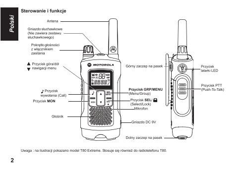 Motorola Talkie walkie Motorola T80 - notice