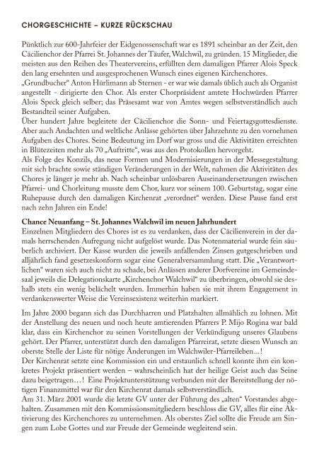 www . chaes - rust . ch - Kirchenchor Walchwil