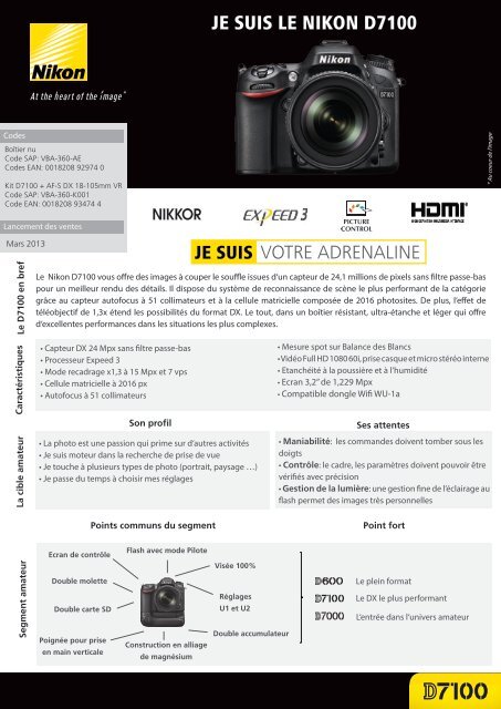 Nikon Appareil photo Reflex Nikon D7100 Nu - fiche produit