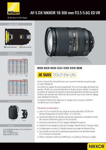 Nikon Objectif pour Reflex Nikon AF-S DX 18-300mm f/3.5-5.6G ED VR Nikkor - fiche produit