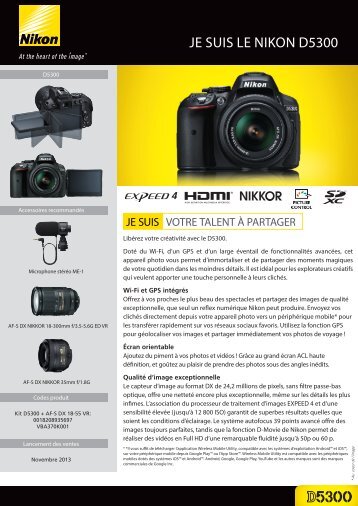 Nikon Appareil photo Reflex Nikon D5300 Nu - fiche produit