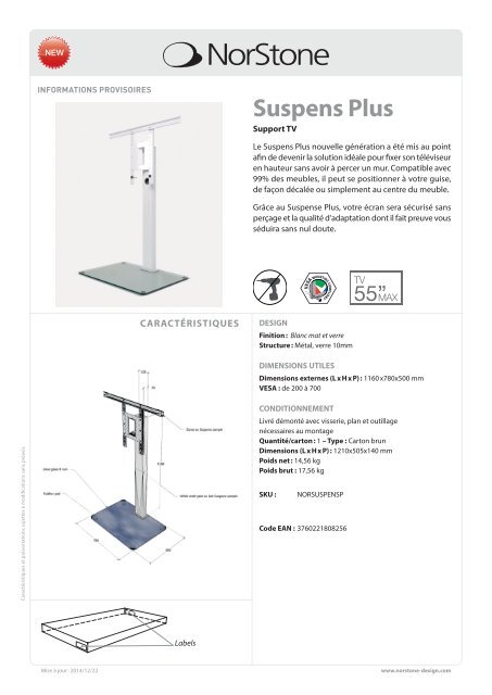 Norstone Pied TV Norstone TV SUSPENS PLUS - fiche produit