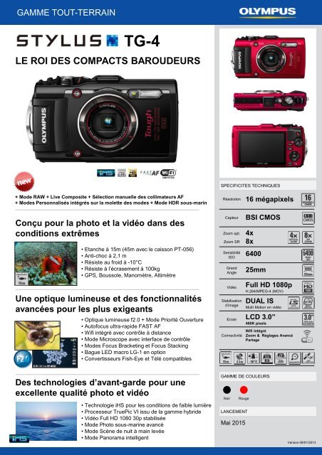 Olympus Appareil photo Compact Olympus TG-4 noir - fiche produit