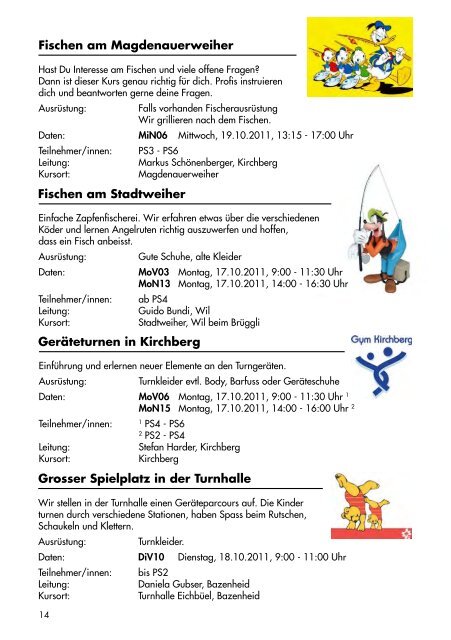 Mo. 17. - Fr. 21. Oktober 2011 Ferienplausch Kirchberg