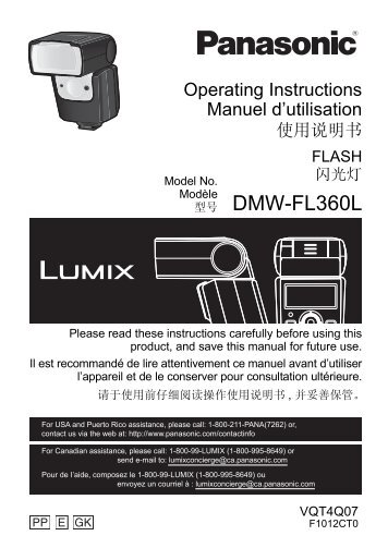 Panasonic Flash Panasonic DMW-FL360L - notice