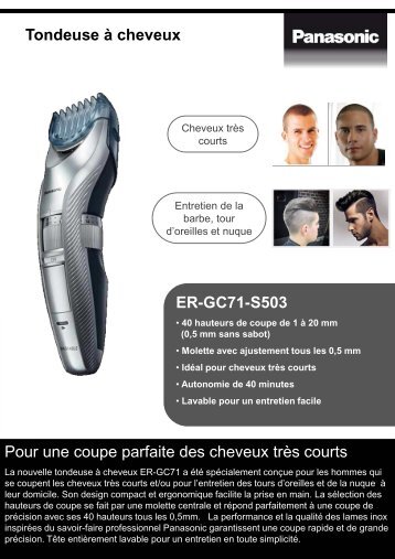 Panasonic Tondeuse cheveux Panasonic ER-GC71-S503 - fiche produit