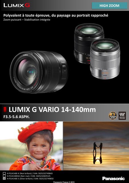 Panasonic Objectif pour Hybride Panasonic 14-140mm f/3.5-5.6 OIS silver G Vario - fiche produit