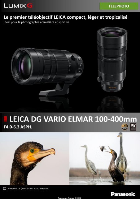 Panasonic Objectif pour Hybride Panasonic 100-400mm f/4-6.3 Leica DG Vario Elmar - fiche produit